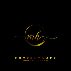 MH Initial handwriting logo vector