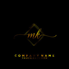 MK Initial handwriting logo vector