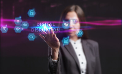 Business, Technology, Internet and network concept. Young businessman working on a virtual screen...