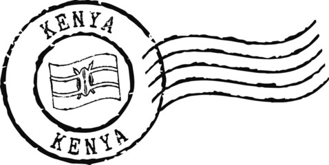 Black postal grunge stamp 'Kenya'. © Dusan