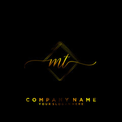 MT Initial handwriting logo vector