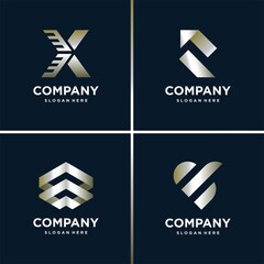 Silver logo collection, letter, construction, business, finance Premium Vector