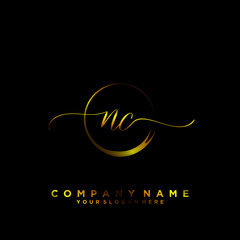 NC Initial handwriting logo vector