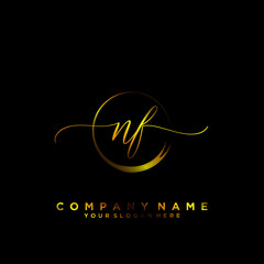 NF Initial handwriting logo vector