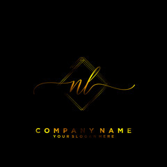 NL Initial handwriting logo vector