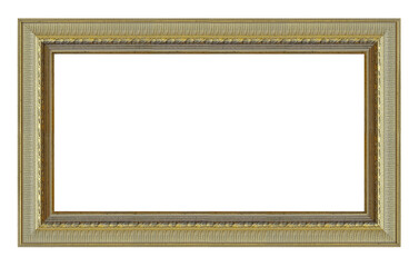 Vintage golden rectangle ornate frame on a white background