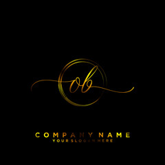 OB Initial handwriting logo vector