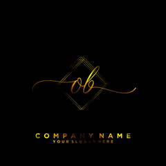 OB Initial handwriting logo vector