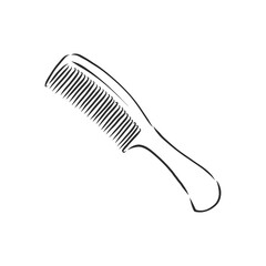 illustration of brush on white, brush hair, vector sketch illustration