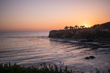 Fototapeta na wymiar Sunset over the Pacific Ocean in Rancho Palos Verdes 