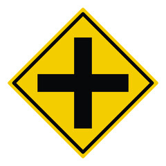 crossroads sign, square or intersection icon, traffic sign vector