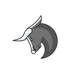 Taurus zodiac sign RGB color icon. Astrological bull. Horned farm animal, ranch livestock, domestic cattle. Bullfight, corrida mascot. Isolated vector illustration