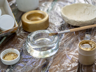 candlestick painting with gold paint