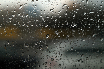 The raindrops on car glass