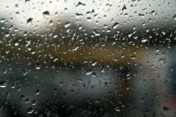 The raindrops on car glass