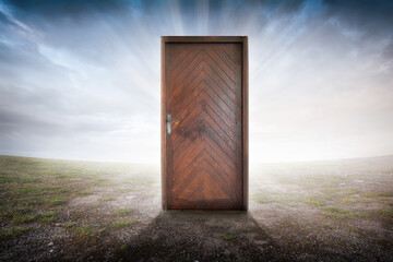Simple background image with wooden door