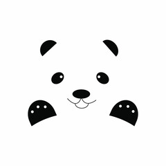 Vector simple black sign, icon a panda. Design template for logo, web, app, kids, print