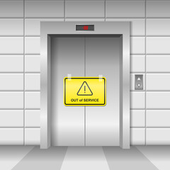 Elevator out of service realistic vector illustration. © Markoff