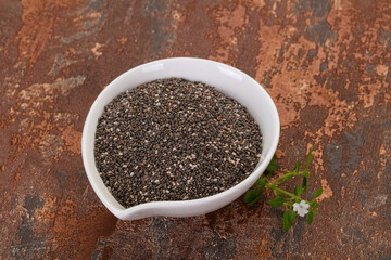 Dietary Chia seeds in the bowl