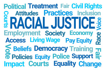 Racial Justice Word Cloud on White Background
