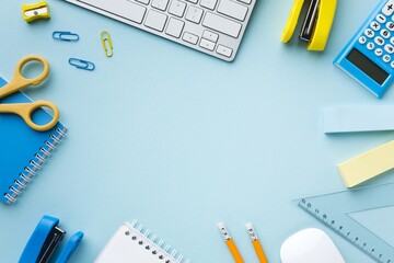 Bight stationery products including paper pieces and scissors