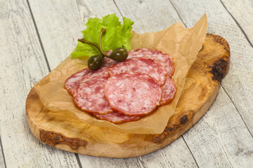 Spanish Salchichon sausage with salad