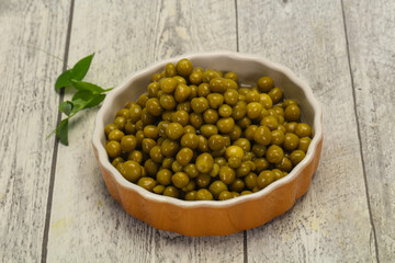 Canned Green peas in the bowl