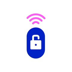 Wireless unlock icon. Wireless network security sign icon in flat design style. Wifi access protection symbol.