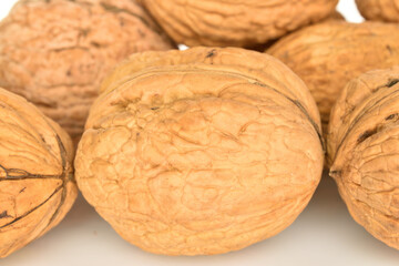 Ripe tasty, organic walnut, close-up.