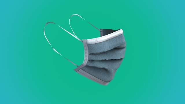 Surgical mask - rotation loop - 3D model animation on a green background