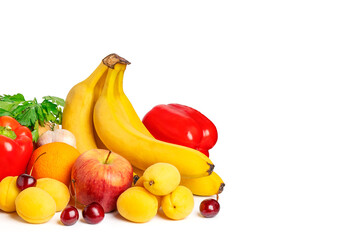 Fototapeta na wymiar Healthy fresh fruit isolated on white background, copy space