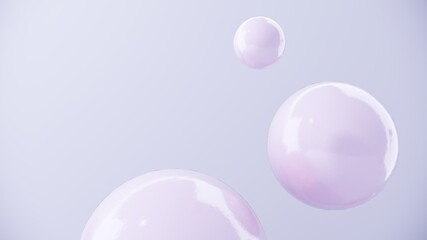 Abstract purple balls for party, festival, celebration. Group of balls, bubbles on pastel  background. Digital, trend banner with conceptual composition with copy space - 3D, render, graphic design.
