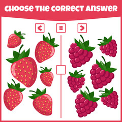 More less or equal. Compare the number. Counting game. Educational mathematical game. Math game for kids.