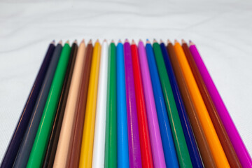 Colored pencils, isolated on the white background.