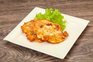 Roasted cod fish in bread