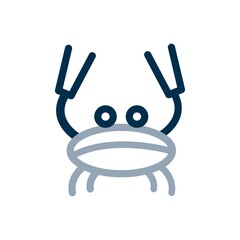Crab icon in flat design style. Seafood, marine food icon. Zodiac sign for logo design element.
