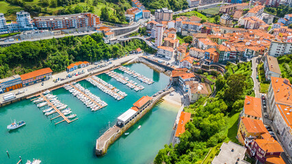 Fototapeta na wymiar aerial view of mutriku basque maritime town, Spain