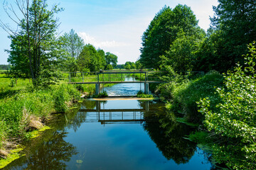 Narew Podlasie Podlaskie Narwiański Park Narodowy  Łąka Rzeka most woda drzewa las