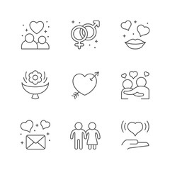 Set line icons of love and romance
