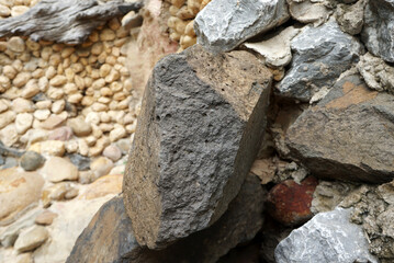 basalt rock on a nature background.