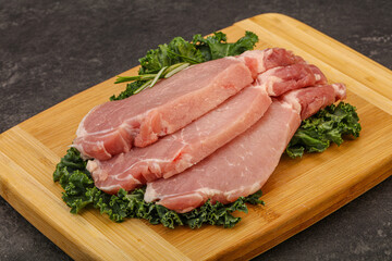 Raw pork steak for cooking