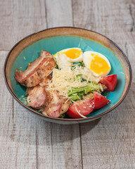 Caesar Salad with Bacon and Chicken Fillet