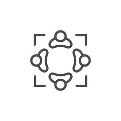 Teamwork and collaboration line outline icon