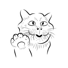 Cartoon friendly cat. Sketch style.