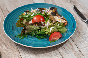 Tasty and healthy mackerel salad
