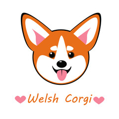 vector illustration sticker cute face chibi anime dog welsh corgi 