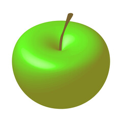 Obraz premium Isometric 3d green apple with a stalk. Ripe fruit. Vector EPS10.