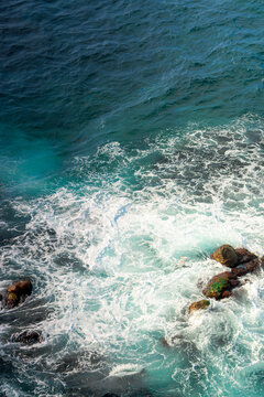 texture of sea waves. natural water background. stormy weather. view from above