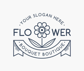 Flower shop logo. Vector emblem.