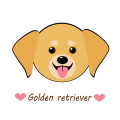 vector illustration sticker cute face anime chibi dog Golden retriever